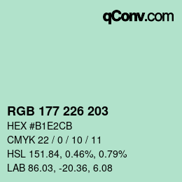 颜色代码: RGB 177 226 203 | qconv.com