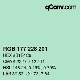 Color code: RGB 177 228 201 | qconv.com