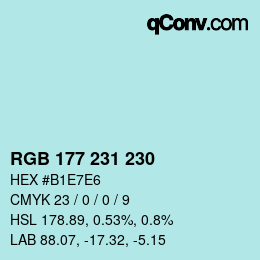 颜色代码: RGB 177 231 230 | qconv.com