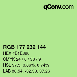 Color code: RGB 177 232 144 | qconv.com