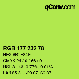 Color code: RGB 177 232 78 | qconv.com