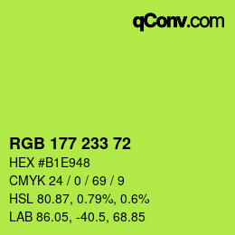 Color code: RGB 177 233 72 | qconv.com