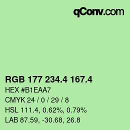カラーコード: RGB 177 234.4 167.4 | qconv.com