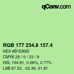 カラーコード: RGB 177 234.8 157.4 | qconv.com