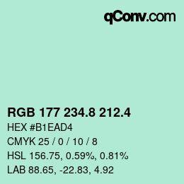 カラーコード: RGB 177 234.8 212.4 | qconv.com