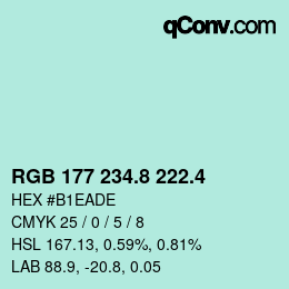 カラーコード: RGB 177 234.8 222.4 | qconv.com