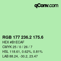 カラーコード: RGB 177 236.2 175.6 | qconv.com