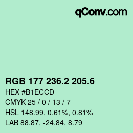 カラーコード: RGB 177 236.2 205.6 | qconv.com