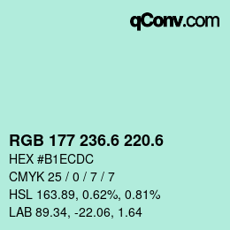 カラーコード: RGB 177 236.6 220.6 | qconv.com