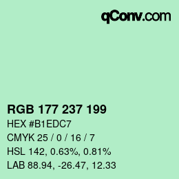 Color code: RGB 177 237 199 | qconv.com