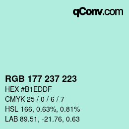 Color code: RGB 177 237 223 | qconv.com