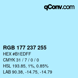 Color code: RGB 177 237 255 | qconv.com