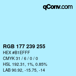 Color code: RGB 177 239 255 | qconv.com