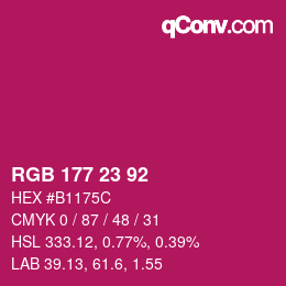 Color code: RGB 177 23 92 | qconv.com