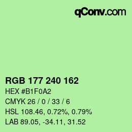 Color code: RGB 177 240 162 | qconv.com