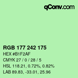 Color code: RGB 177 242 175 | qconv.com