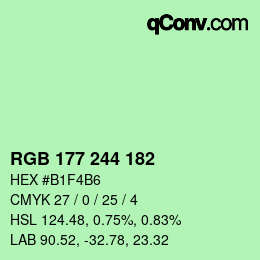 Color code: RGB 177 244 182 | qconv.com