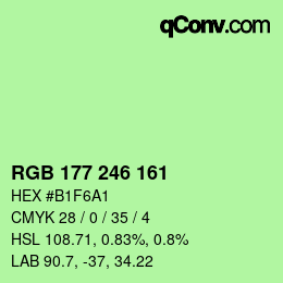 Color code: RGB 177 246 161 | qconv.com