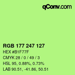 Color code: RGB 177 247 127 | qconv.com