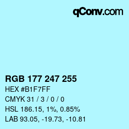 Color code: RGB 177 247 255 | qconv.com