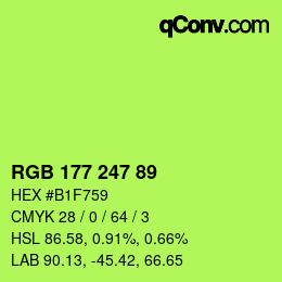 Color code: RGB 177 247 89 | qconv.com