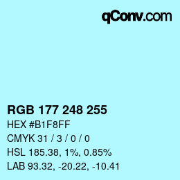 Color code: RGB 177 248 255 | qconv.com
