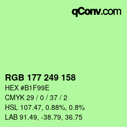 Color code: RGB 177 249 158 | qconv.com