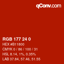 カラーコード: RGB 177 24 0 | qconv.com