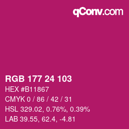 颜色代码: RGB 177 24 103 | qconv.com