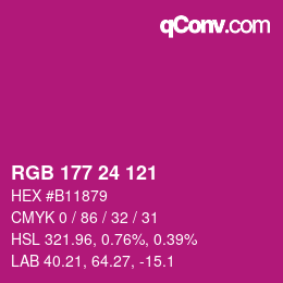 颜色代码: RGB 177 24 121 | qconv.com