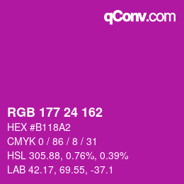カラーコード: RGB 177 24 162 | qconv.com