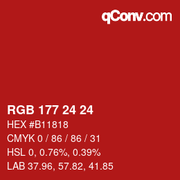 颜色代码: RGB 177 24 24 | qconv.com