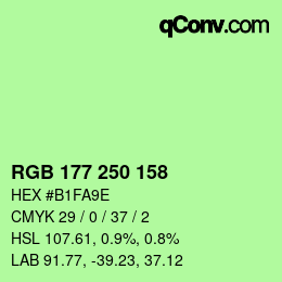 カラーコード: RGB 177 250 158 | qconv.com