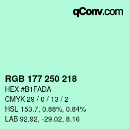 Color code: RGB 177 250 218 | qconv.com