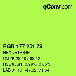 Color code: RGB 177 251 79 | qconv.com