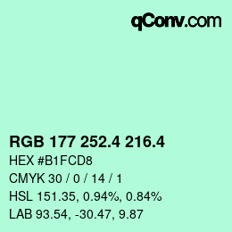 カラーコード: RGB 177 252.4 216.4 | qconv.com