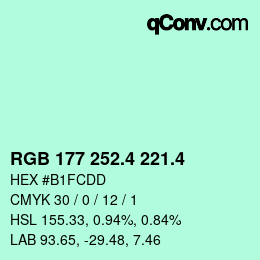 カラーコード: RGB 177 252.4 221.4 | qconv.com