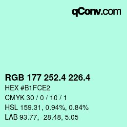 カラーコード: RGB 177 252.4 226.4 | qconv.com