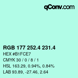 カラーコード: RGB 177 252.4 231.4 | qconv.com