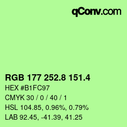 カラーコード: RGB 177 252.8 151.4 | qconv.com