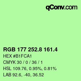 カラーコード: RGB 177 252.8 161.4 | qconv.com