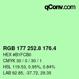 カラーコード: RGB 177 252.8 176.4 | qconv.com