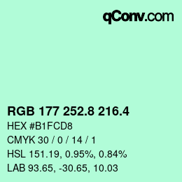 カラーコード: RGB 177 252.8 216.4 | qconv.com