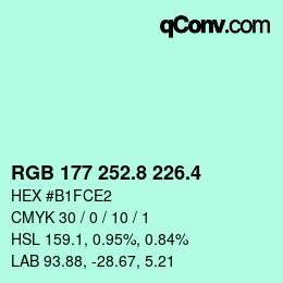 カラーコード: RGB 177 252.8 226.4 | qconv.com