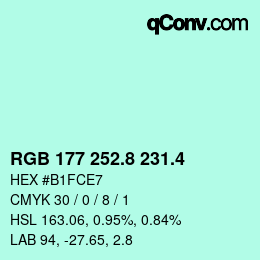 カラーコード: RGB 177 252.8 231.4 | qconv.com