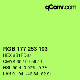 Color code: RGB 177 253 103 | qconv.com