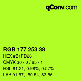 Color code: RGB 177 253 38 | qconv.com