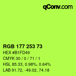 Color code: RGB 177 253 73 | qconv.com