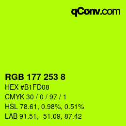 颜色代码: RGB 177 253 8 | qconv.com