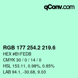 カラーコード: RGB 177 254.2 219.6 | qconv.com